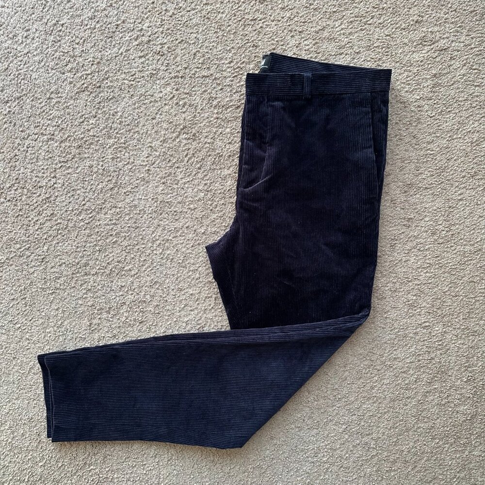 H&M Pants Mens 38x30 Corduroy Skinny Fit Navy Blue Mid Rise